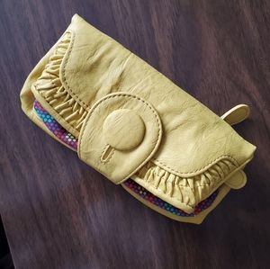 Nica Brand Faux Leather Clutch in Yellow